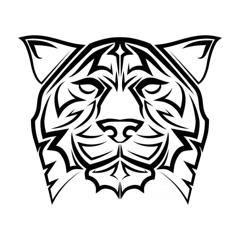 Schwarzweiss-Linienkunst des Tigerkopfes gute Verwendung für Symbolmaskottchenikone-Avatar-Tätowierungs-T-Shirt-Design-Logo oder irgendein Design vektor