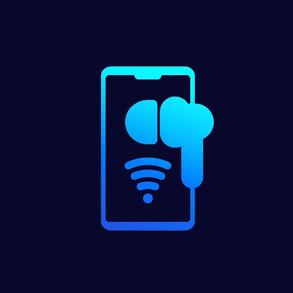 öronproppar, trådlösa hörlurar som ansluter till telefonikonen vektor