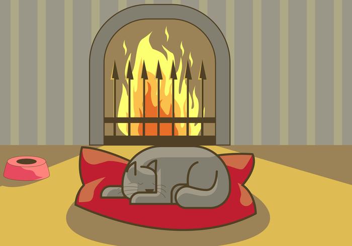 Fireside Husdjur Illustration Vektor