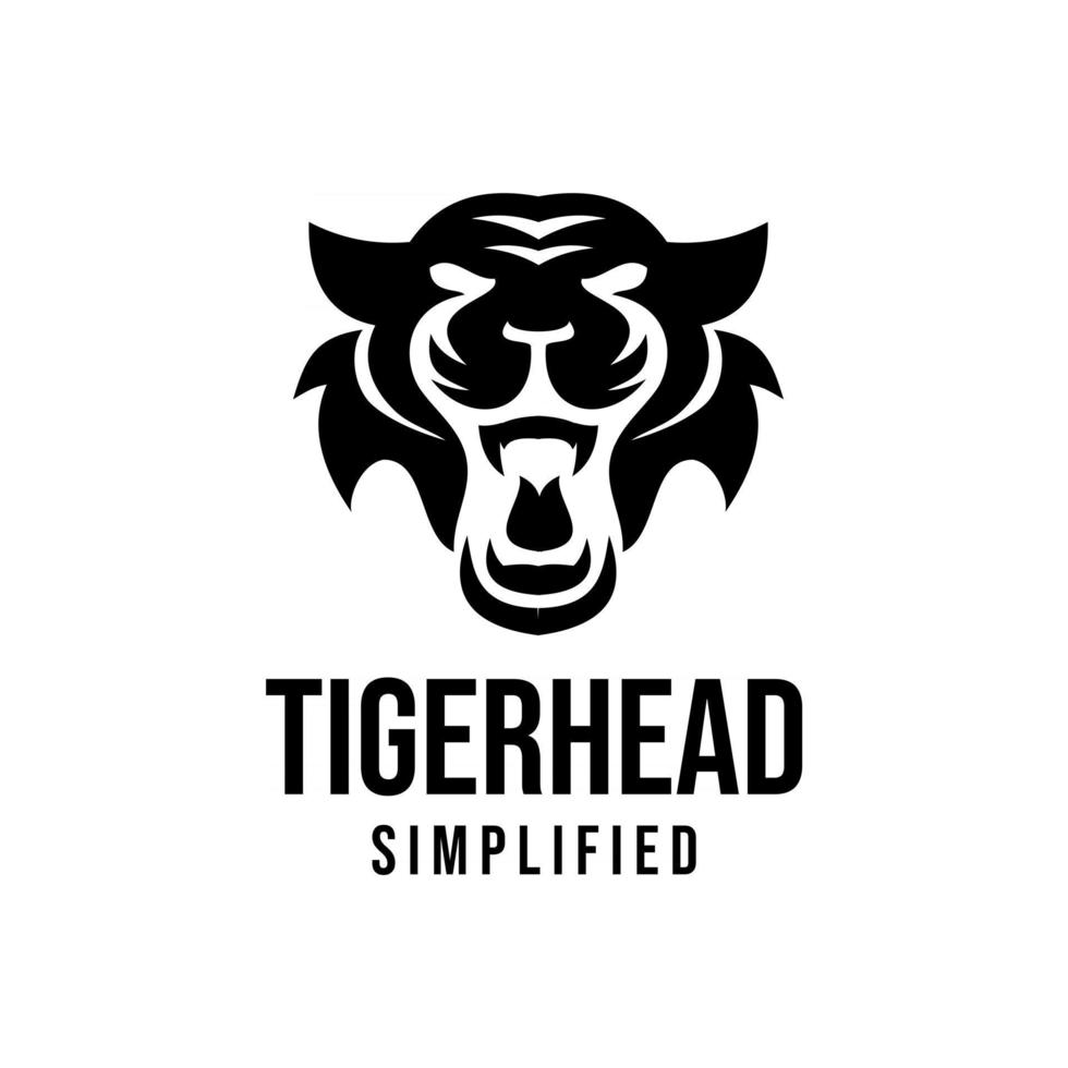 premium tigerhuvud vektor svart logo ikon illustration design