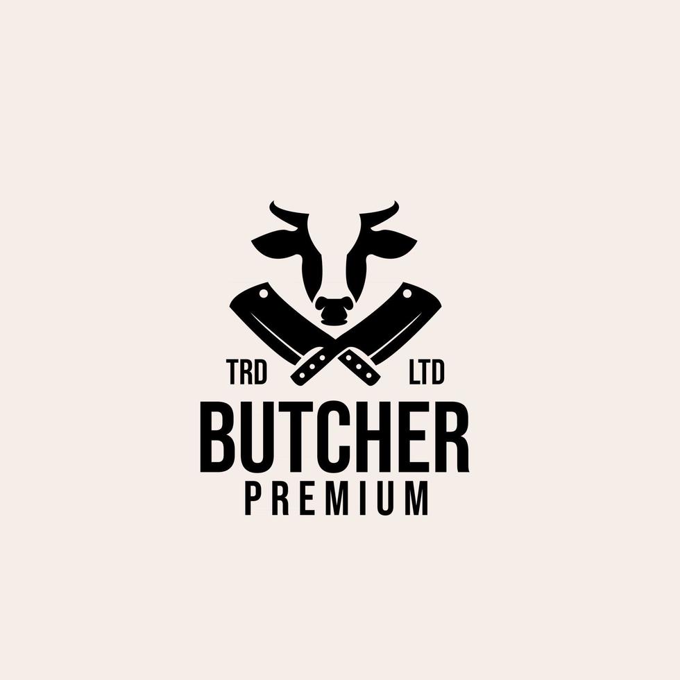 Premium Metzger Kuh Vektor-Logo-Design vektor