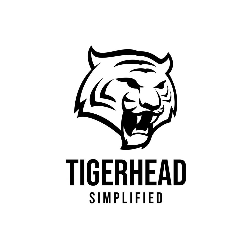 premium tigerhuvud vektor svart logo ikon illustration design