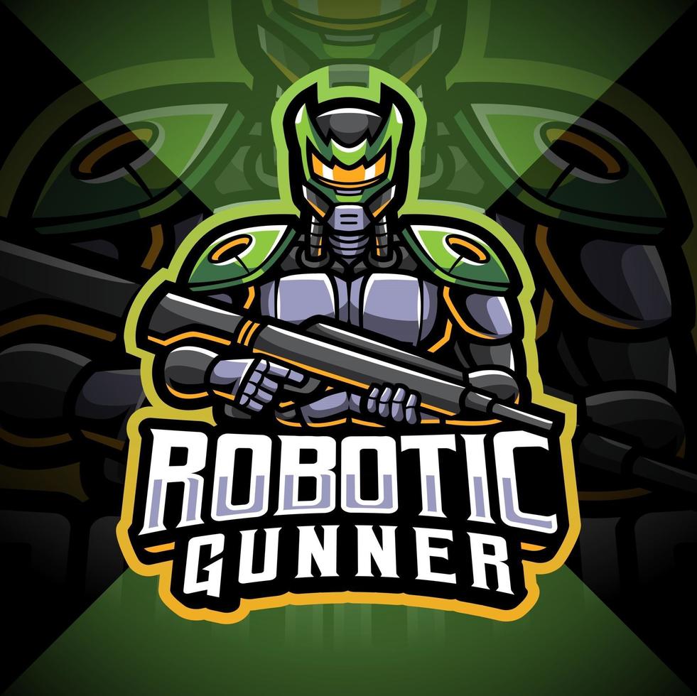 Roboter-Schütze esport-Maskottchen-Logo-Design vektor