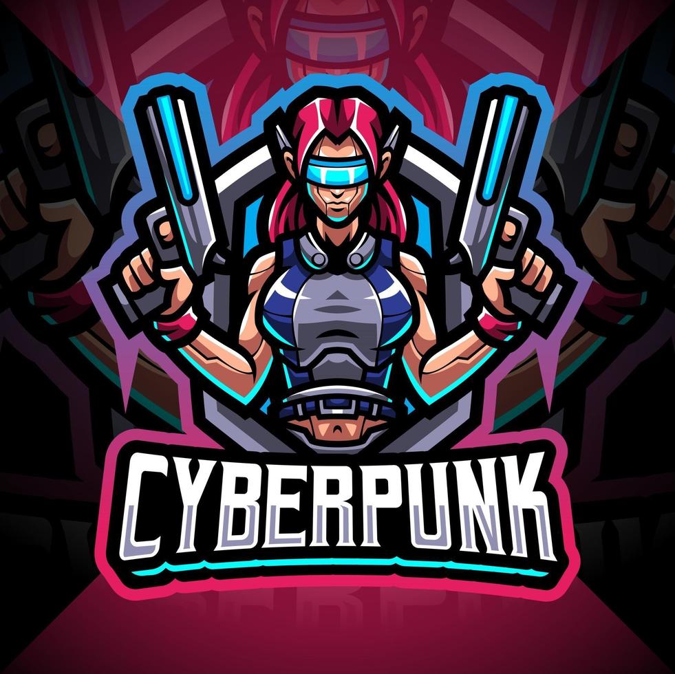 cyberpunk esport maskot logo design vektor