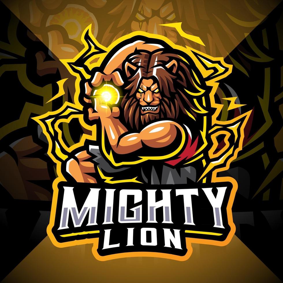 Mächtiger Löwe eSport Maskottchen Logo-Design vektor