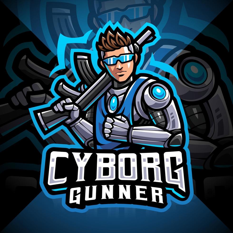 cyborg gunners esport maskot logo design vektor