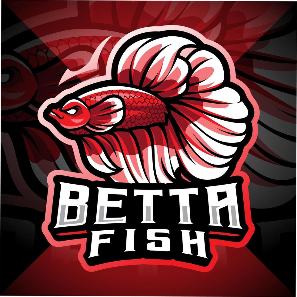 betta fish esport maskot logotyp vektor