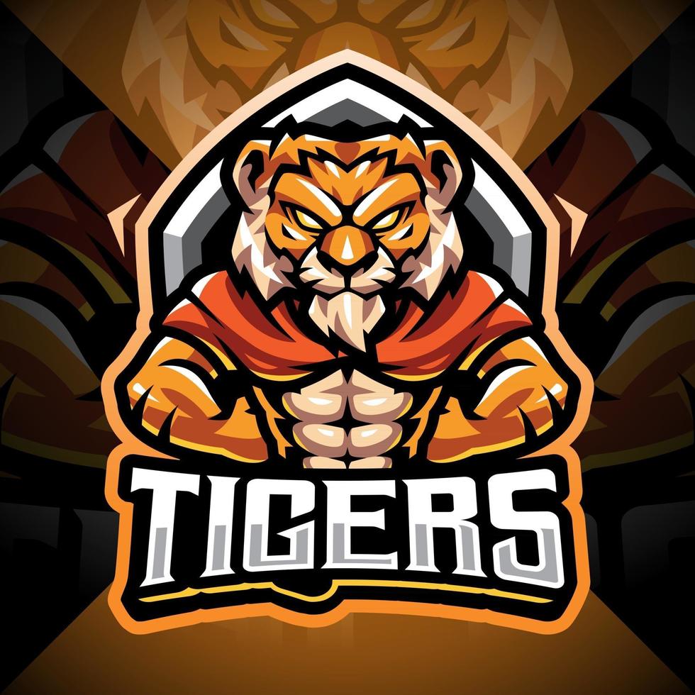 tiger man esport maskot logo design vektor