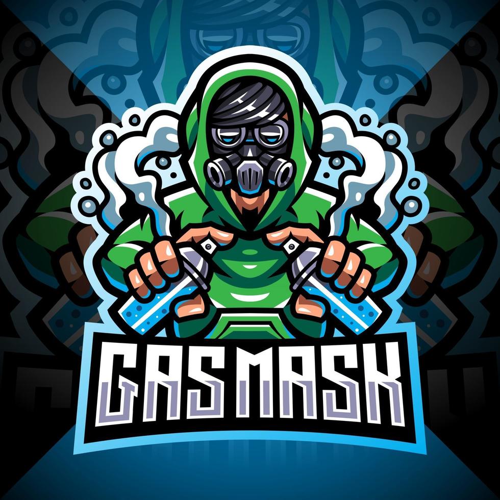 gasmask esport logo maskot design vektor