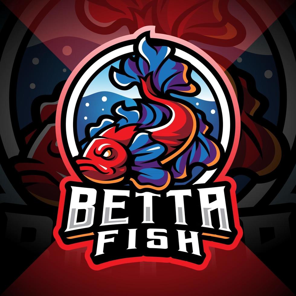 betta fish esport maskot logotyp vektor