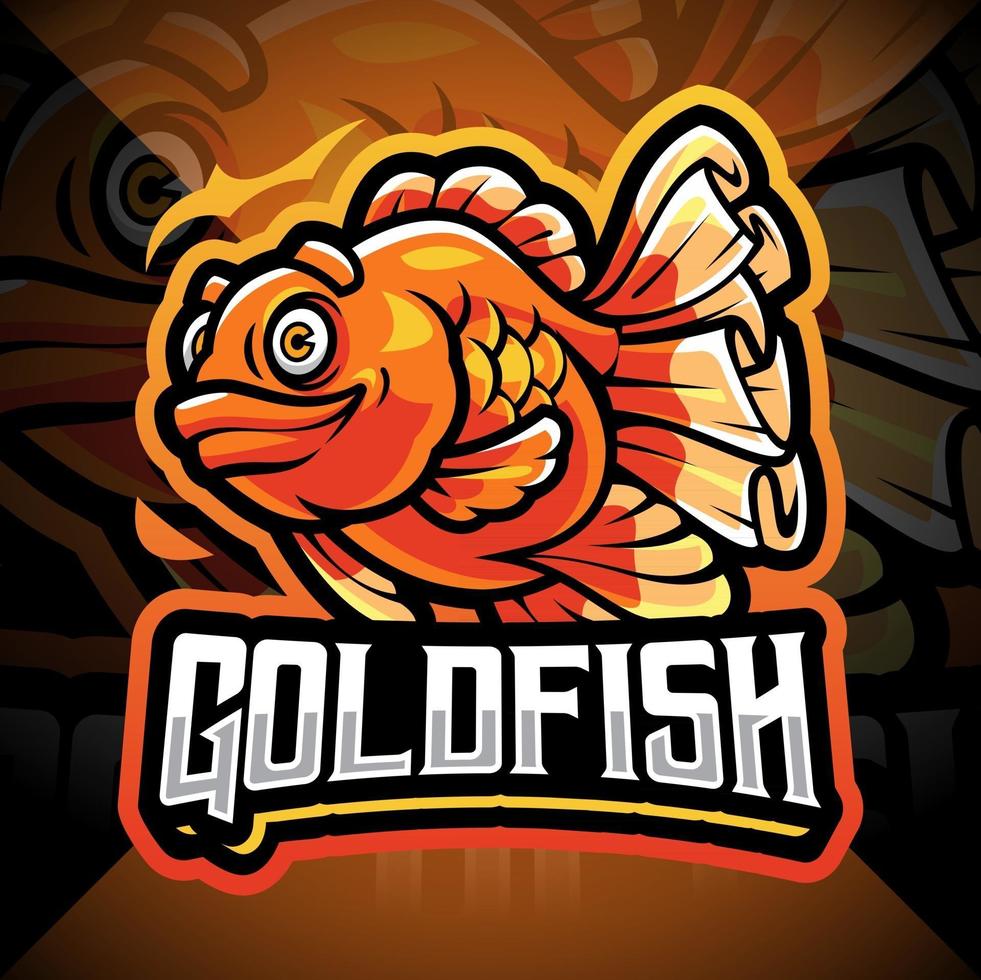 Goldfisch-Esport-Maskottchen-Logo-Design vektor