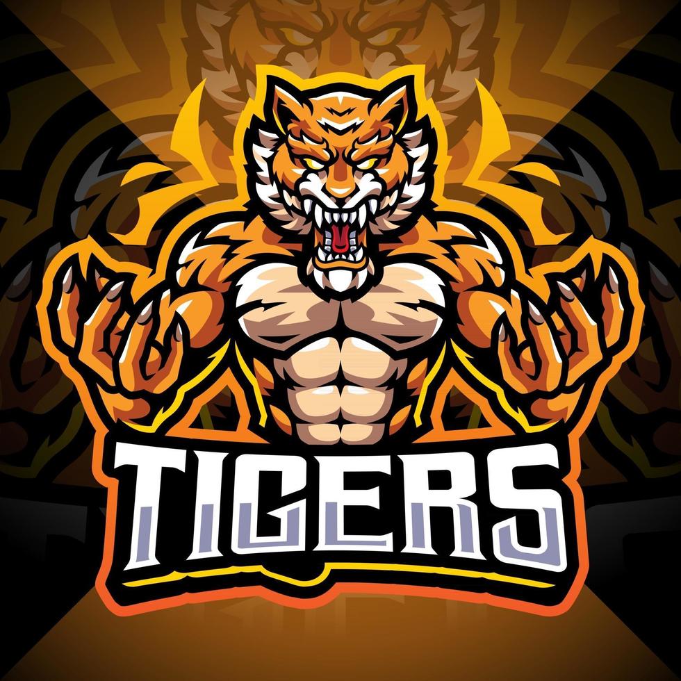 tigrar esport maskot logo design vektor