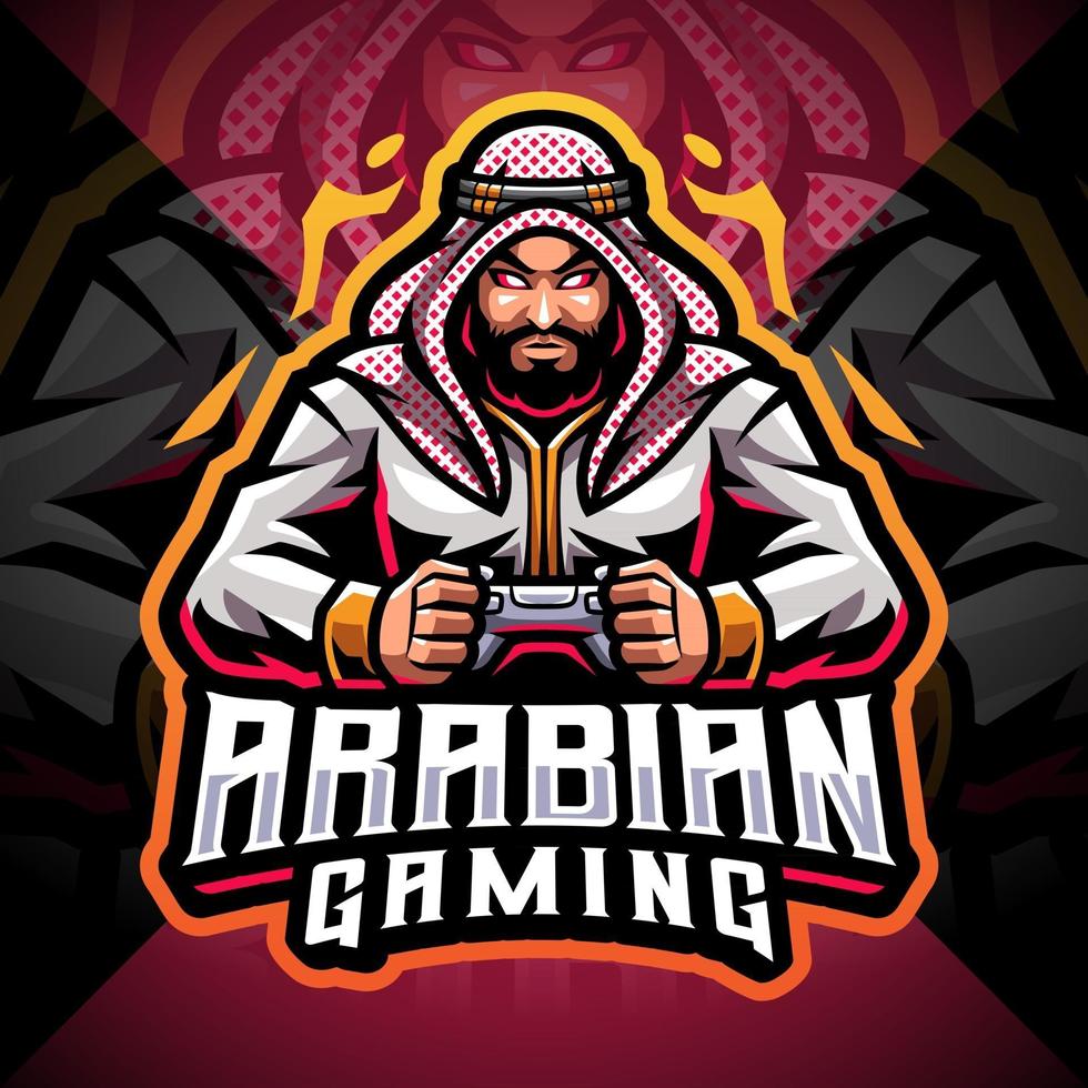 Arabisches Gaming-Esport-Maskottchen-Logo-Design vektor