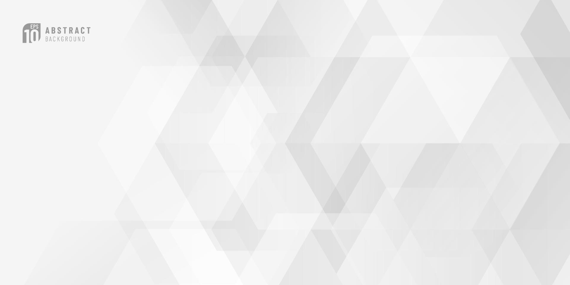 abstrakter weißer und grauer geometrischer Sechseck überlappender Hintergrund. Moderne Silbertechnologie Corporate Banner Webdesign. Vektor-Illustration vektor