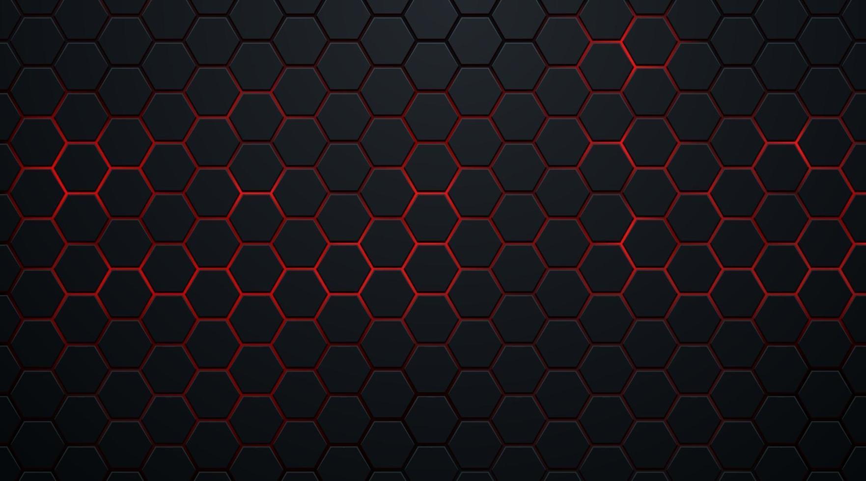 abstrakt mörkt hexagon mönster på röd neon bakgrund teknik stil. modern futuristisk geometrisk form webb banner design. du kan använda för omslagsmall, affisch, flygblad, utskriftsannons. vektor illustration