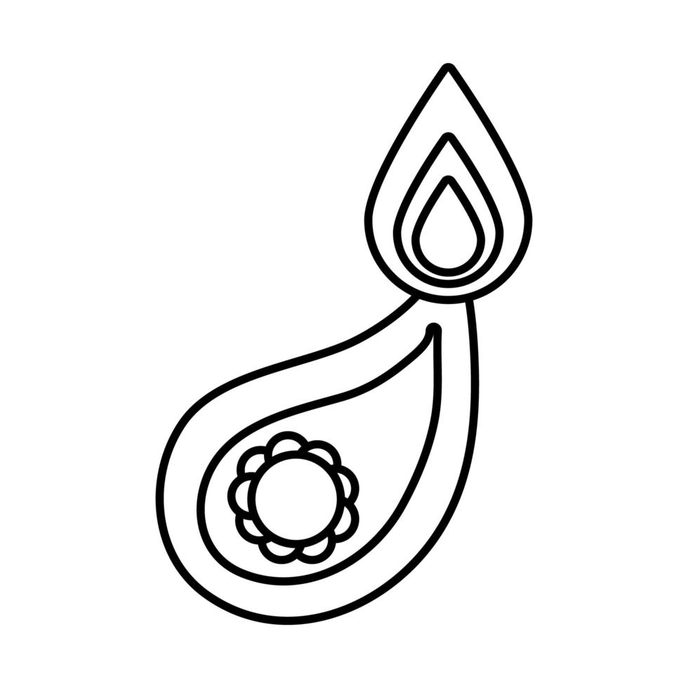 Diwali-Kerze mit Tropfenmandala-Liniensymbol vektor