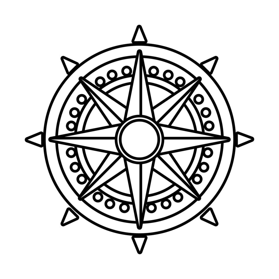 Retro-Kompass-Führungslinien-Stil-Symbol vektor