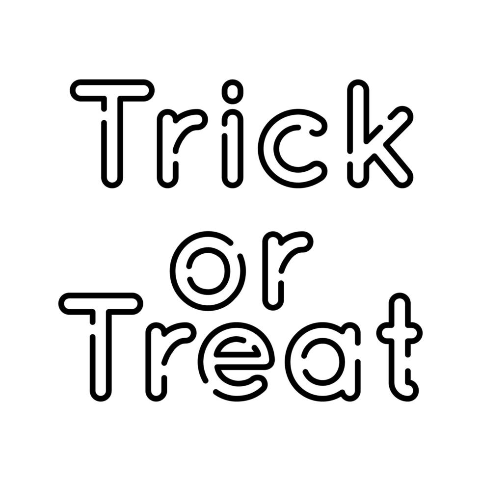 halloween trick och behandla ord linje stilikon vektor