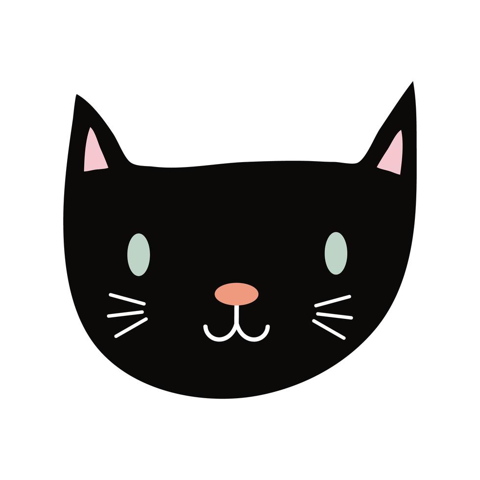 Halloween-Katze schwarzer Kopf flache Stilikone vektor