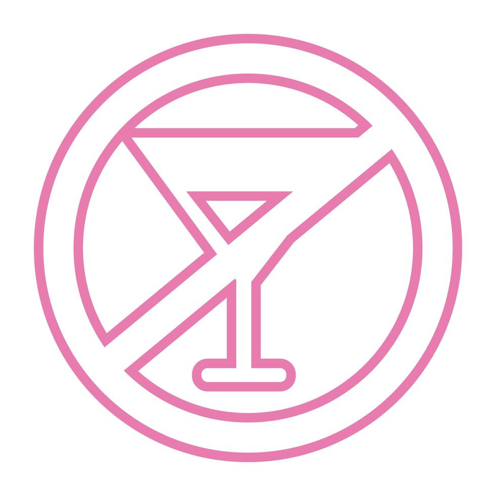 Symbol für den Stil der Signallinie für Alkohol nicht trinken vektor