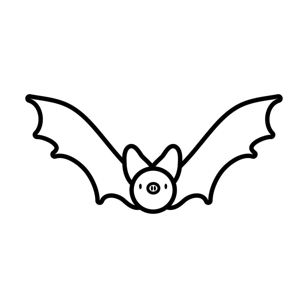 halloween bat flygande linje stil ikon vektor