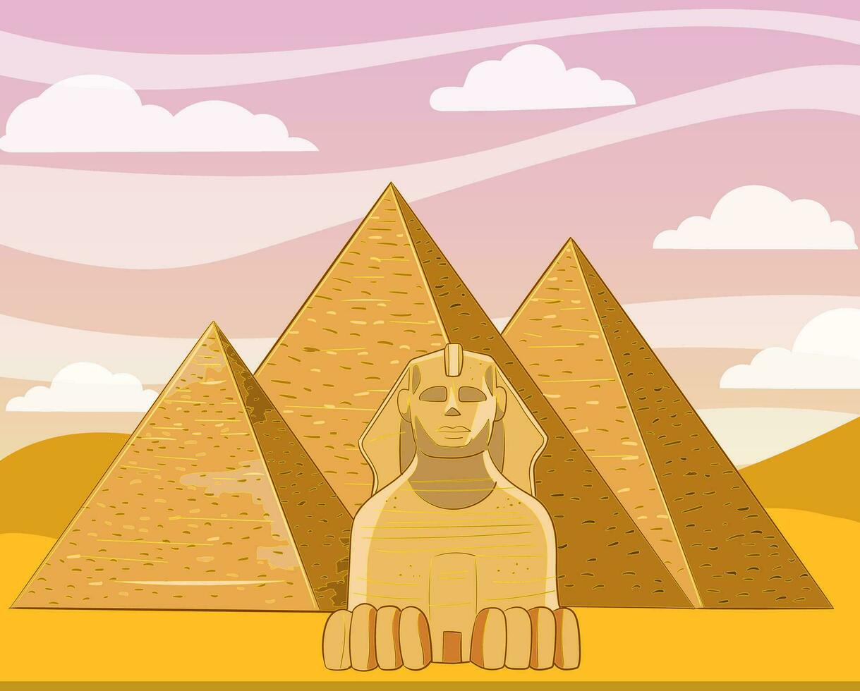 uralt ägyptisch und Pyramiden Karikatur Vektor