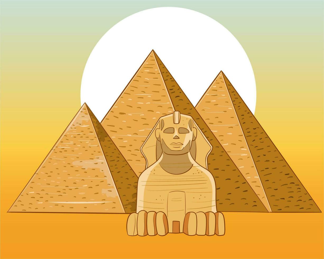 uralt ägyptisch und Pyramiden Karikatur Vektor