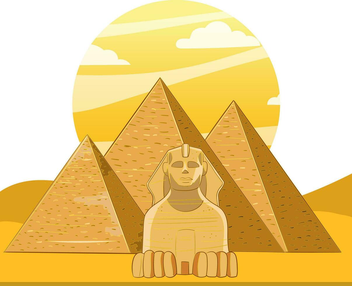 gammal egyptisk och pyramider tecknad serie vektor