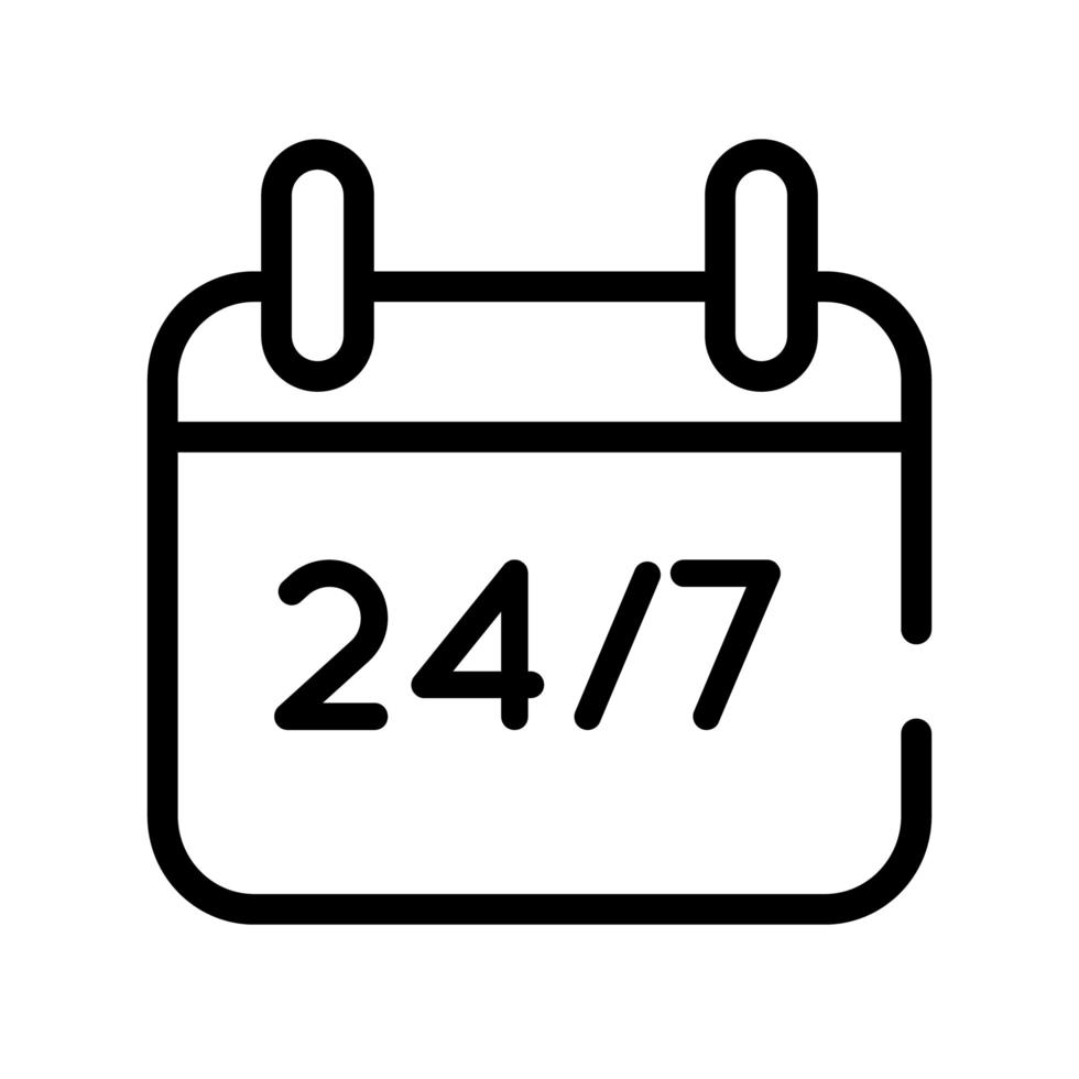 kalenderpåminnelse med 24 7 linjers stilikon vektor
