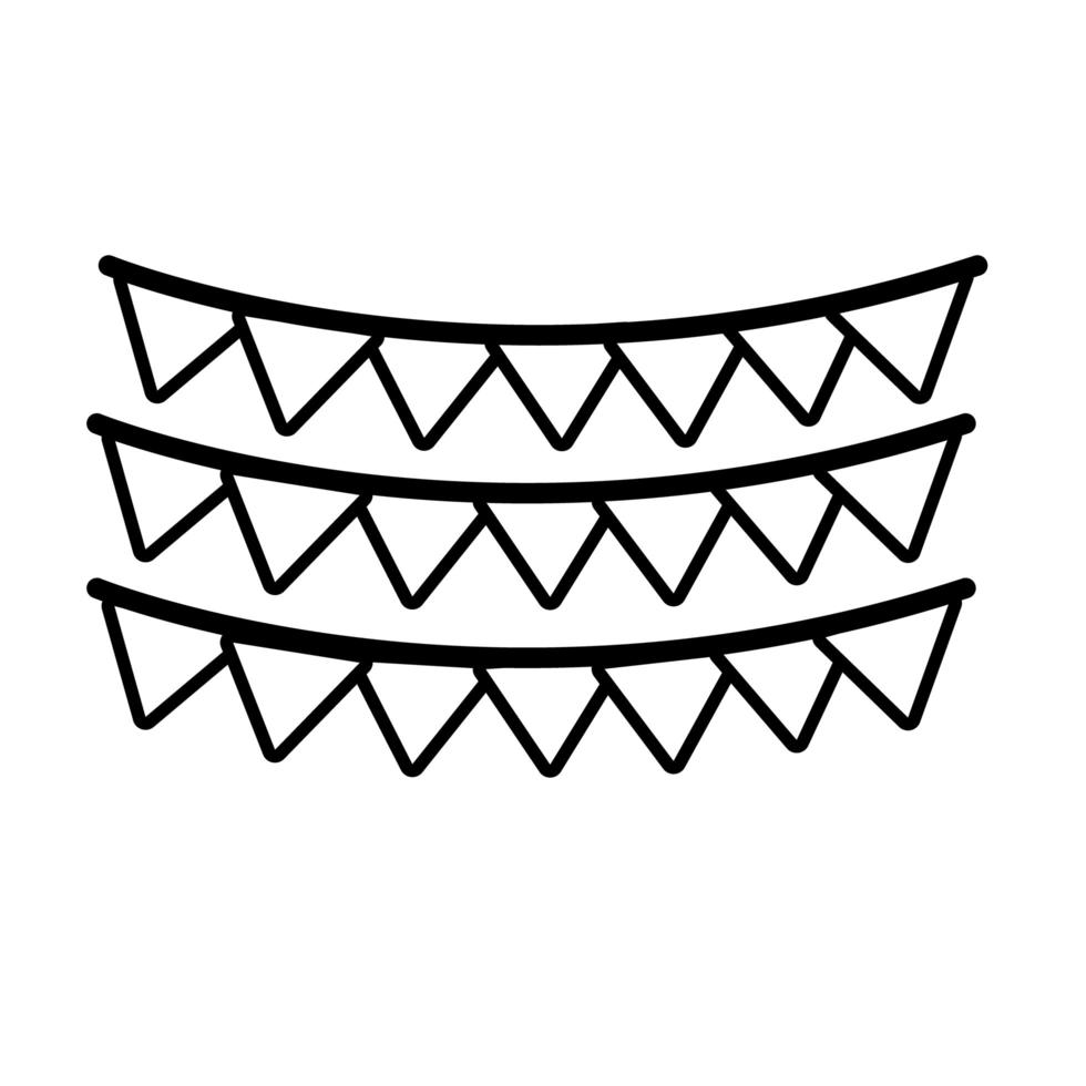 Girlanden-Party-Linien-Stil-Symbol vektor