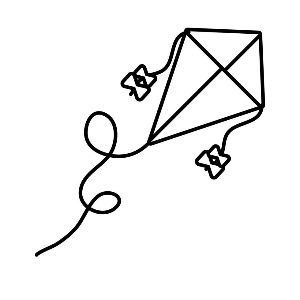 Drachen fliegendes Spielzeug Linienstil-Symbol style vektor