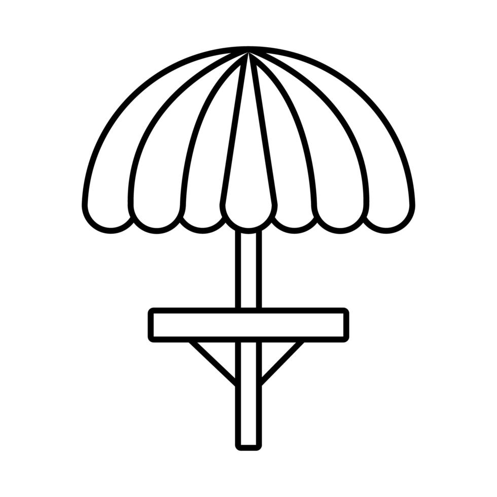 rättvis bord med parasoll linje stil ikon vektor