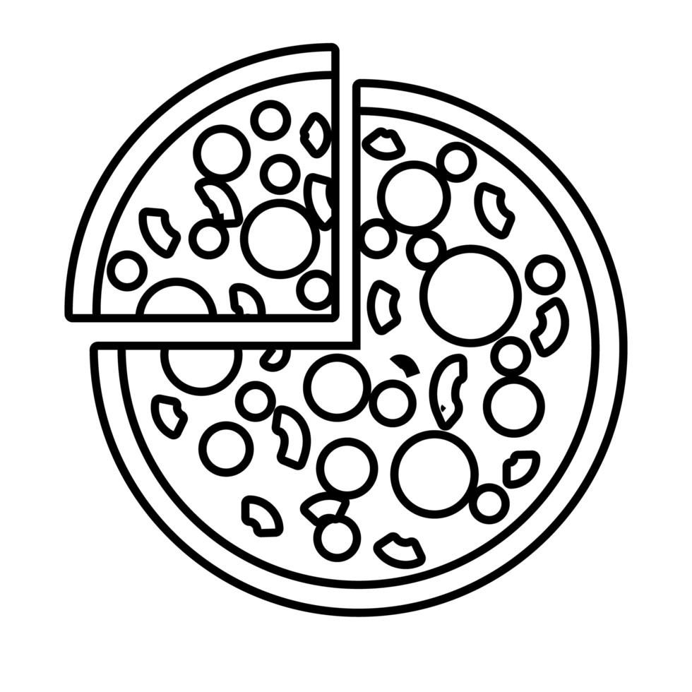 pizza italiensk snabbmat linje stil ikon vektor