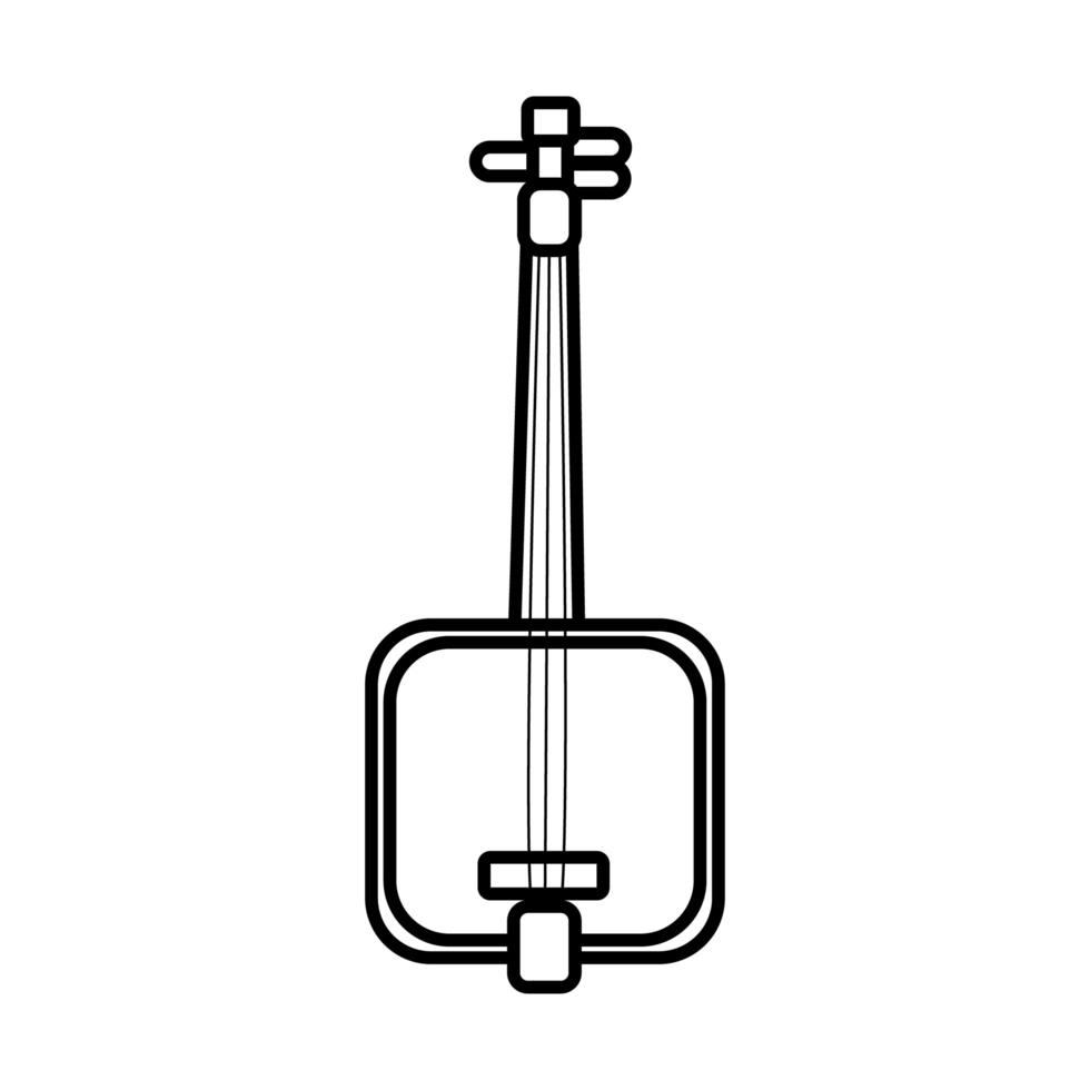 fyrkantig gitarrsträng instrument linje ikon vektor