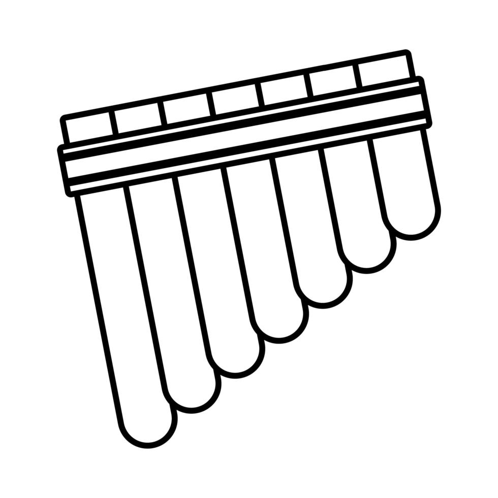 Panflöte Musikinstrument Linienstil-Symbol musical vektor