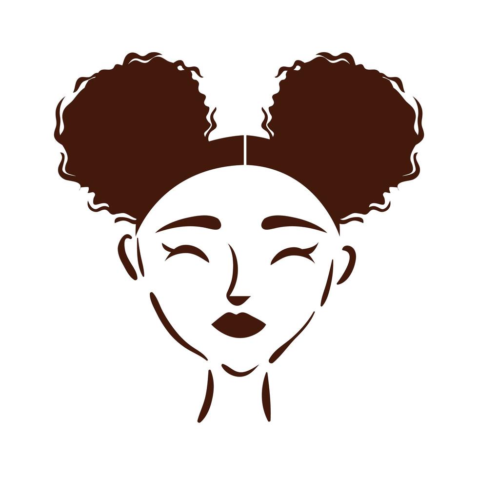 junge Afro-Frau mit Haarknoten-Silhouette-Stil vektor