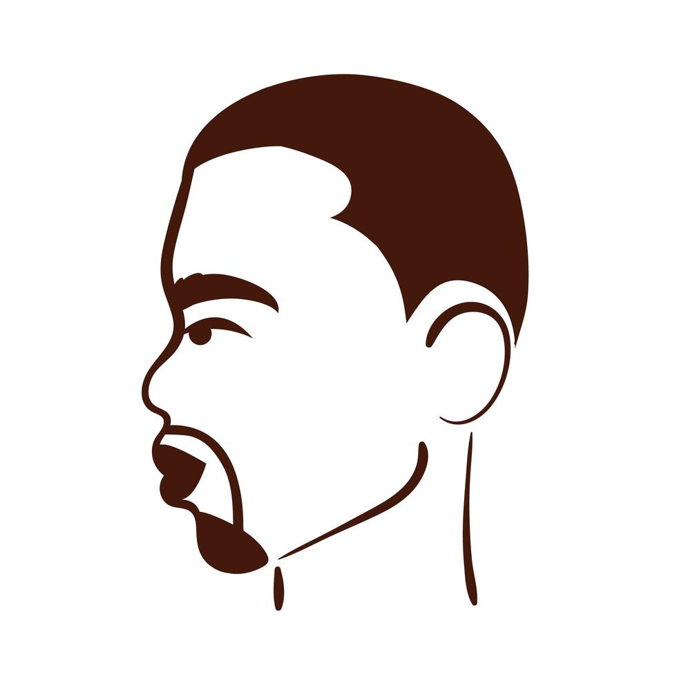 profil ung afro man etnicitet med skägg silhuett stilikon vektor