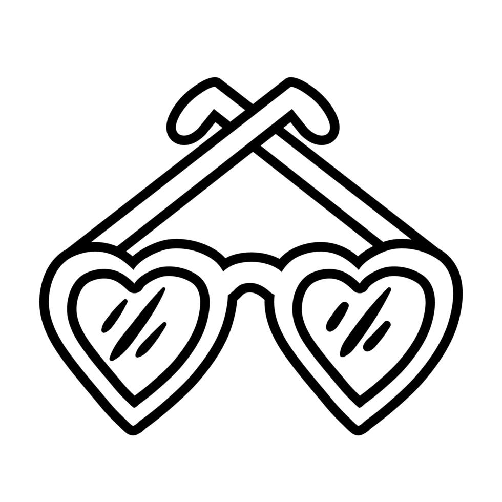 Herzen Sonnenbrille Pop-Art-Linie Stil vektor