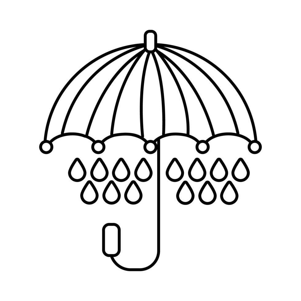 Regenschirm mit Tropfen Regen Linienstil-Symbol vektor