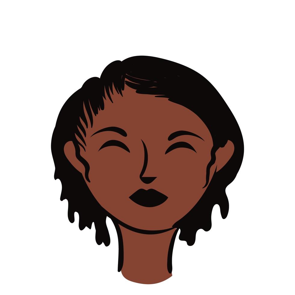 junge Afro-Frau mit langem, flachem Haar vektor