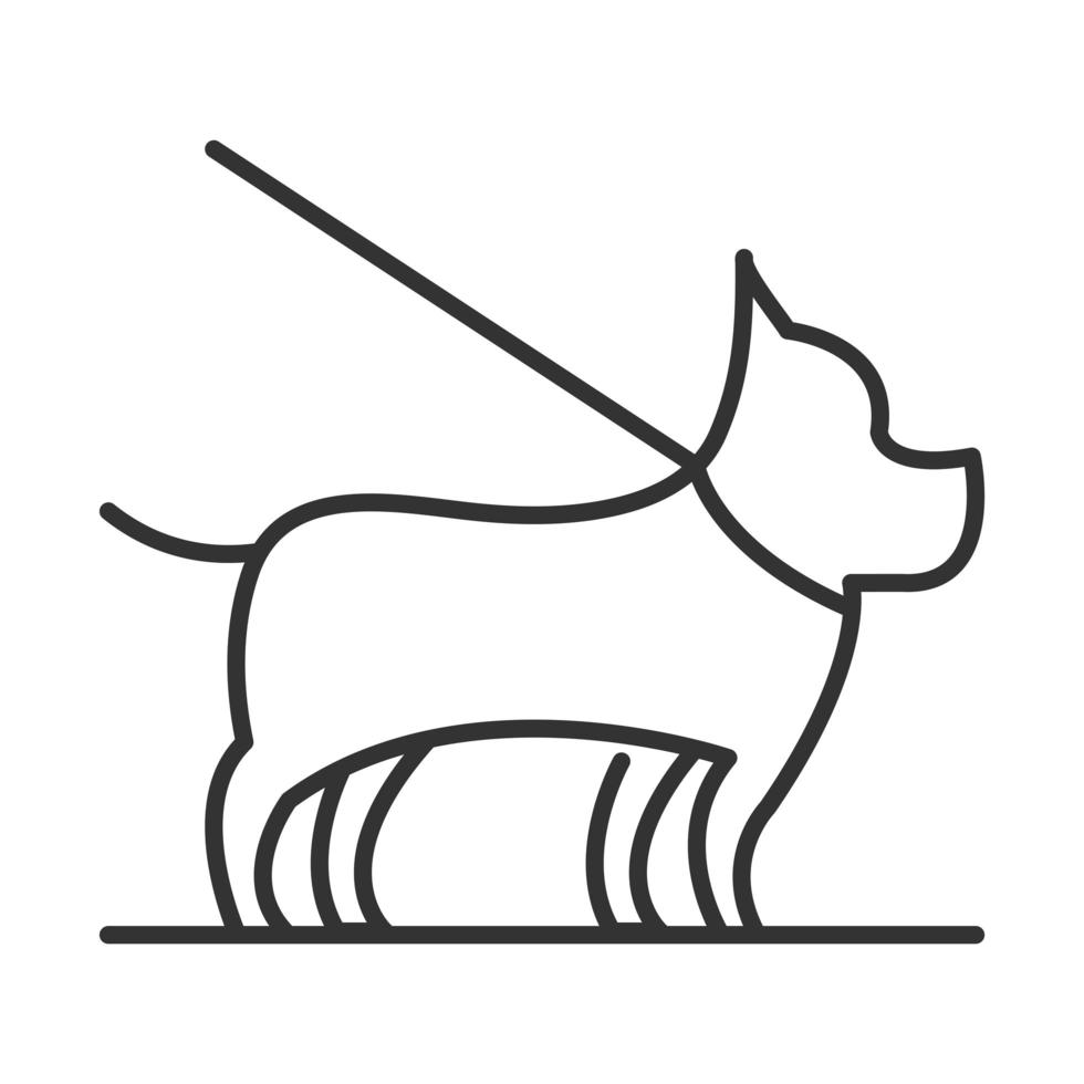 Hund mit Leine lineares Icon-Design vektor