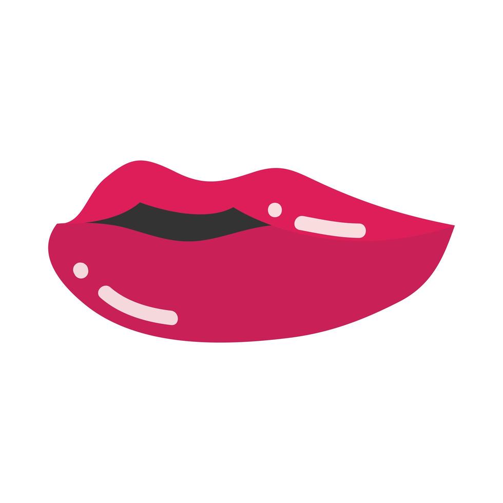 Pop-Art-Mund und Lippen schönes flaches Icon-Design vektor