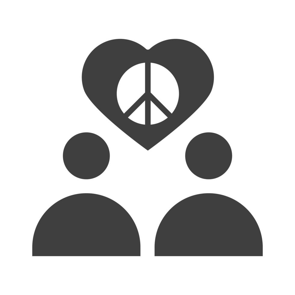 Menschen Frieden Liebe Herz zusammen Tag der Menschenrechte Silhouette Icon Design vektor