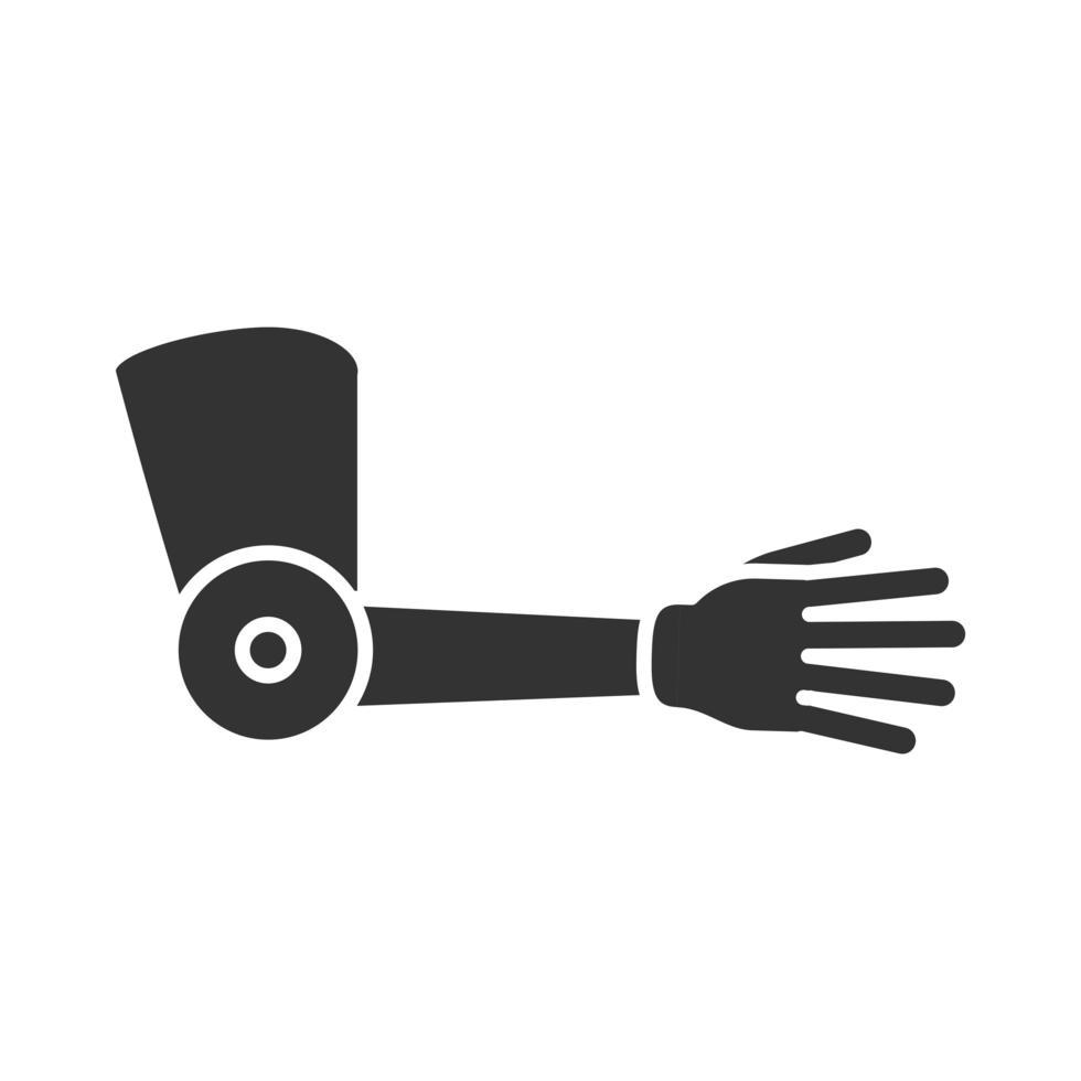 armprotes medicinsk ortopedisk värld funktionshinder dag silhuett ikon design vektor