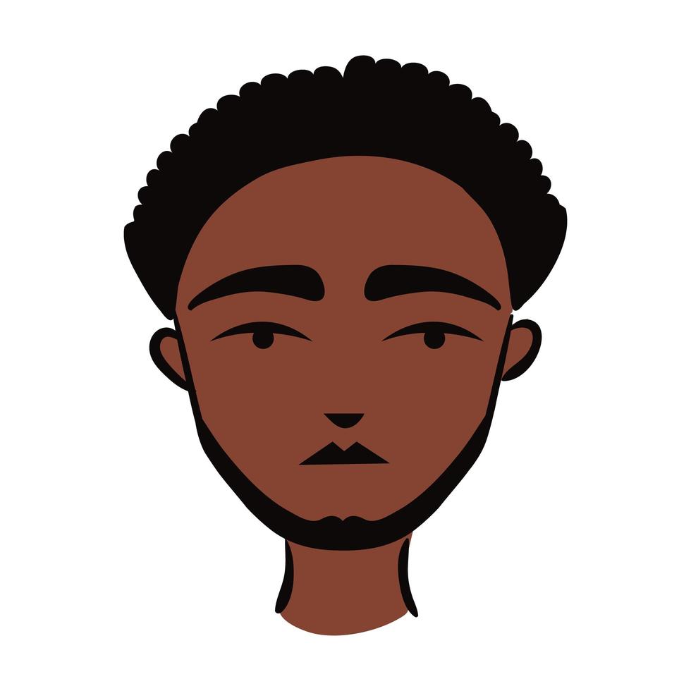 ung afro man etnicitet med skägg platt stil ikon vektor