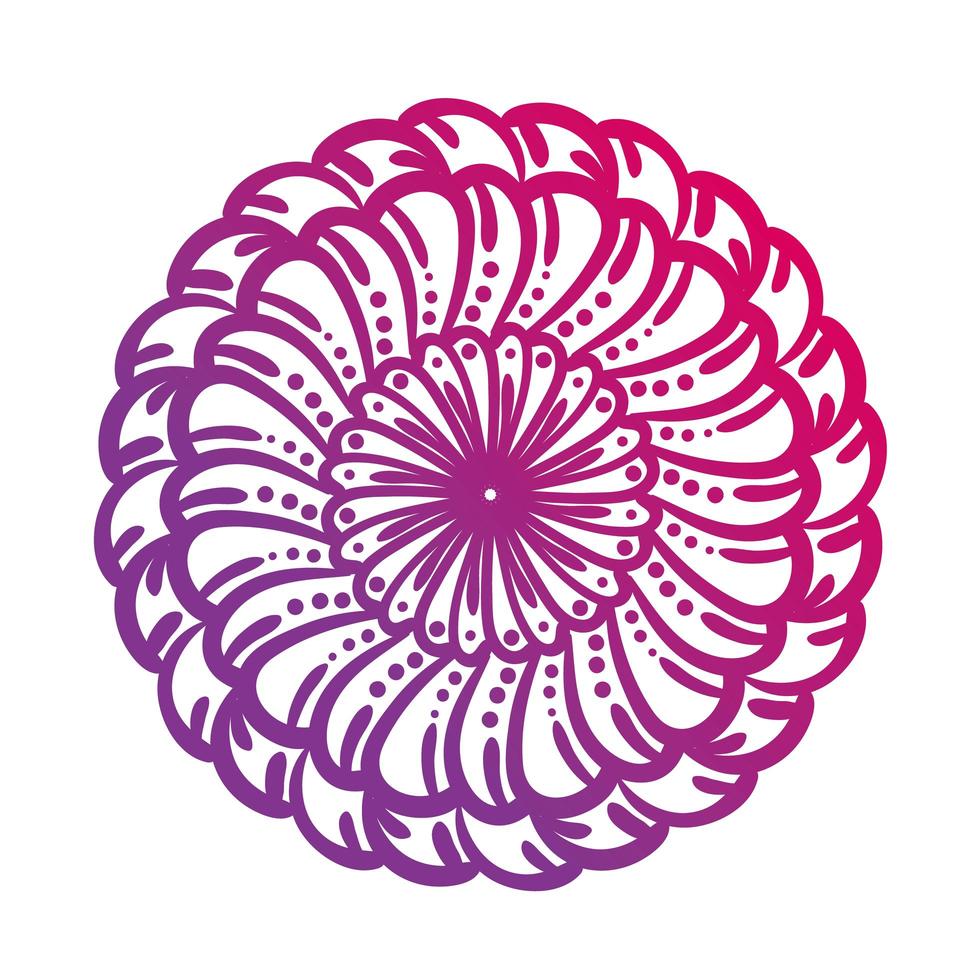 rosa kreisförmige Mandala-Blumenschattenbild-Stilikone vektor