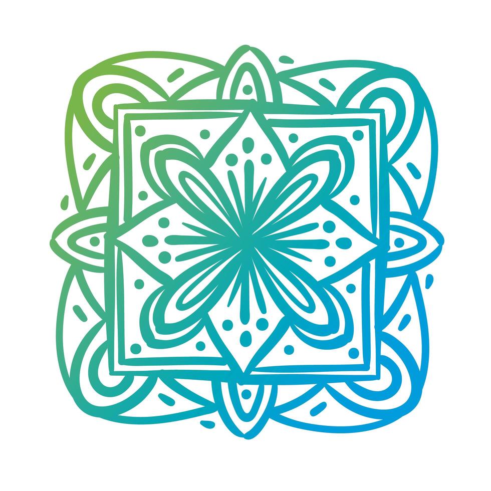 quadratisches Mandala Blumensilhouette-Stil-Symbol vektor