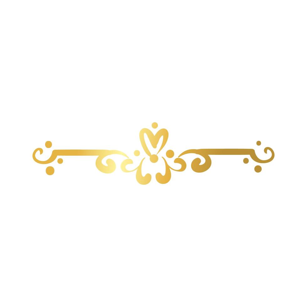 elegant ram ram med blommor och blad dekoration gyllene tonad stil ikon vektor