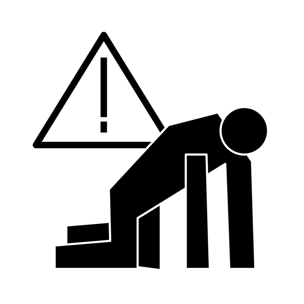 mänsklig figur svimning hälsa piktogram silhuett stil vektor