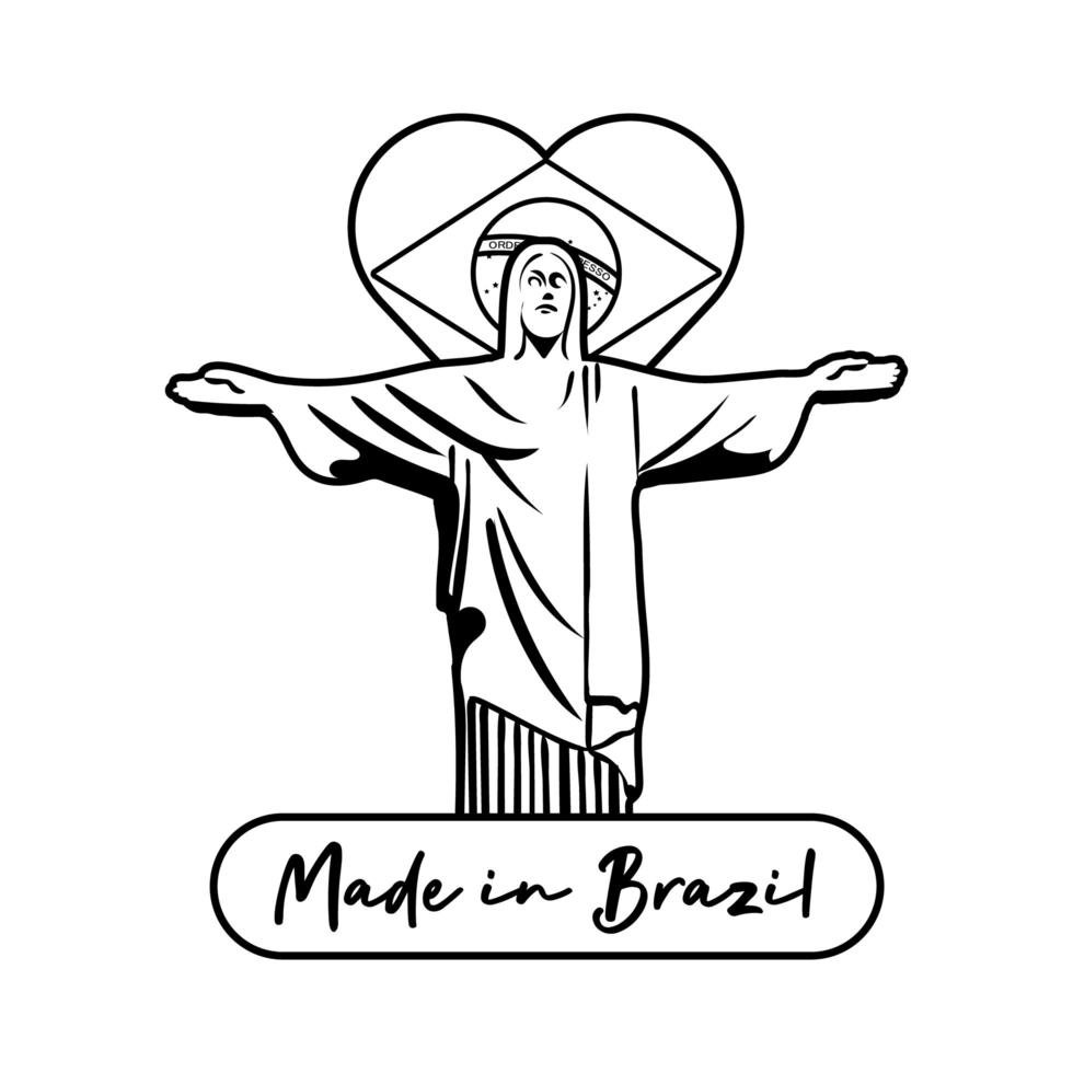 gjord i brasiliansk banner med korcovade kristus vektor